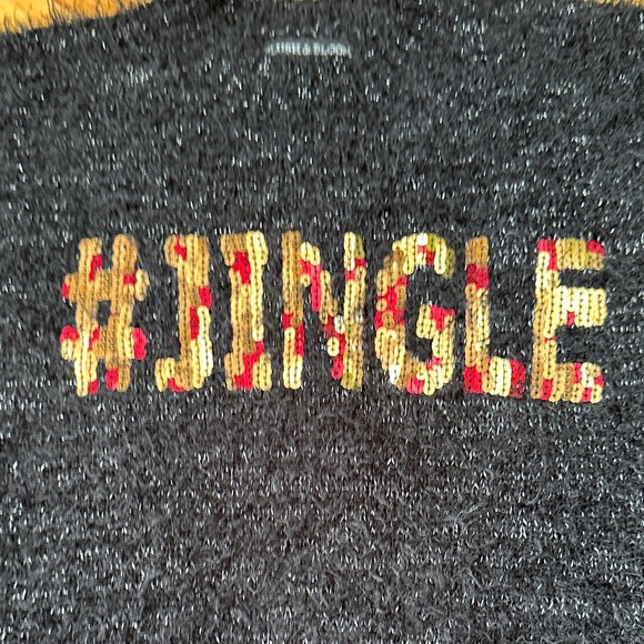 Black Fuzzy Kids Sweater with Jingle Design - Picture 3 of 5
